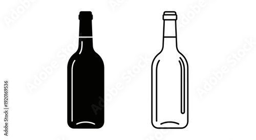 Bottle icon set, wine bottle, empty bottle, beverage container, drink bottle, glass bottle Vector