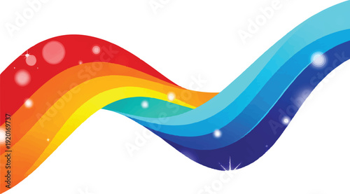 Colorful Rainbow Wave Abstract Background With Bright Gradient And Sparkle Light Effects, perfect for web banners, presentations, posters and creative design projects