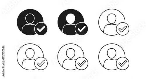 User profile successfully verified vector graphic illustration depicting account validation or registration completed with a checkmark.