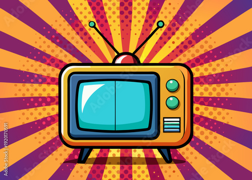 Retro tv on colorful pop art background