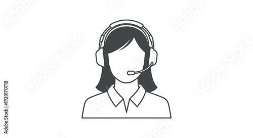 Modern vector illustration graphic depicting a customer support representative wearing a headset with microphone for efficient communication and assistance.