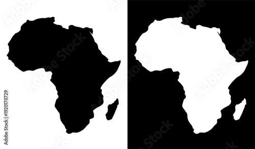 Contrast depiction of the african continent with inverted color schemes for visual comparison Vector