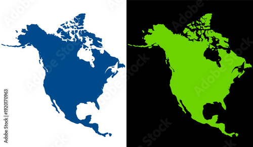 Geographical comparison of north america with contrasting color schemes for visualization Vector