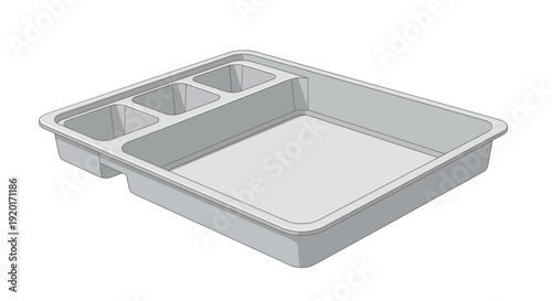 A plastic organizer tray with compartments viewed from above on a plain surface