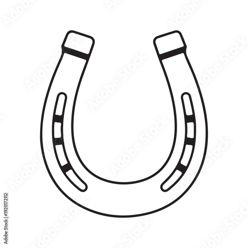 Horseshoe Line Icon – Lucky Symbol Outline Vector Illustration, Lucky Horseshoe Outline – Good Fortune Symbol Minimal Line Art Vector.