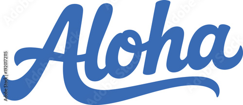 Aloha typography text blue cursive