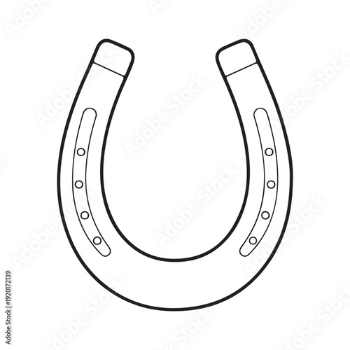 Horseshoe Line Icon – Lucky Symbol Outline Vector Illustration, Lucky Horseshoe Outline – Good Fortune Symbol Minimal Line Art Vector.