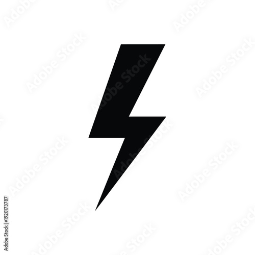 A black lightning bolt symbol on a white background represents power and energy.