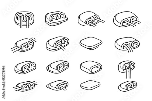 Silhouette slot smooth channel pad cable path icon circular vector organizer minimalist