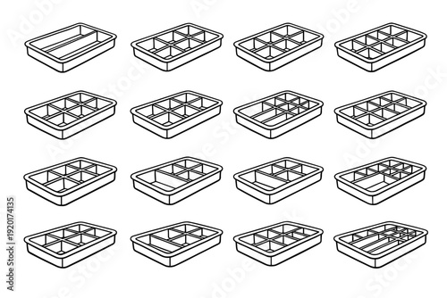 Drawer tray icons layout functional icon organizer design vector divider matte grid