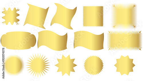 Golden award ribbons and starburst shapes for recognition