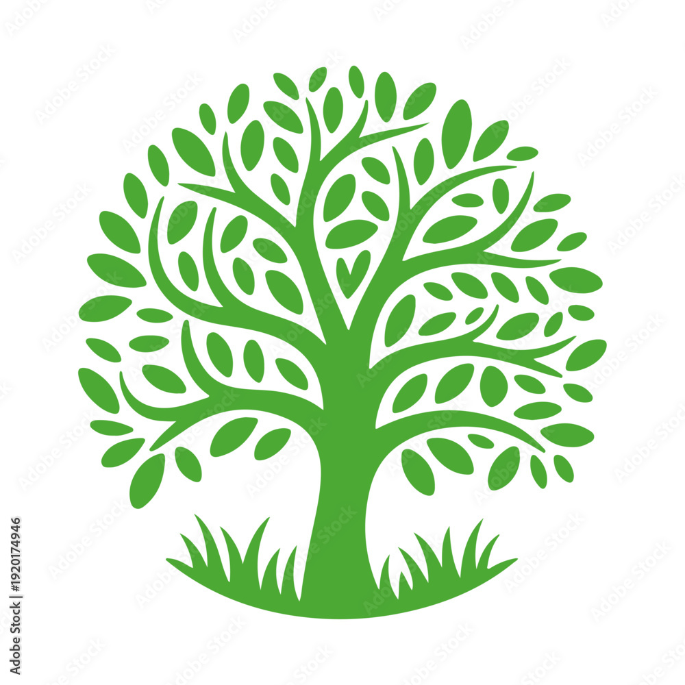 Fototapeta premium Vibrant green tree symbolizing growth and harmony with nature