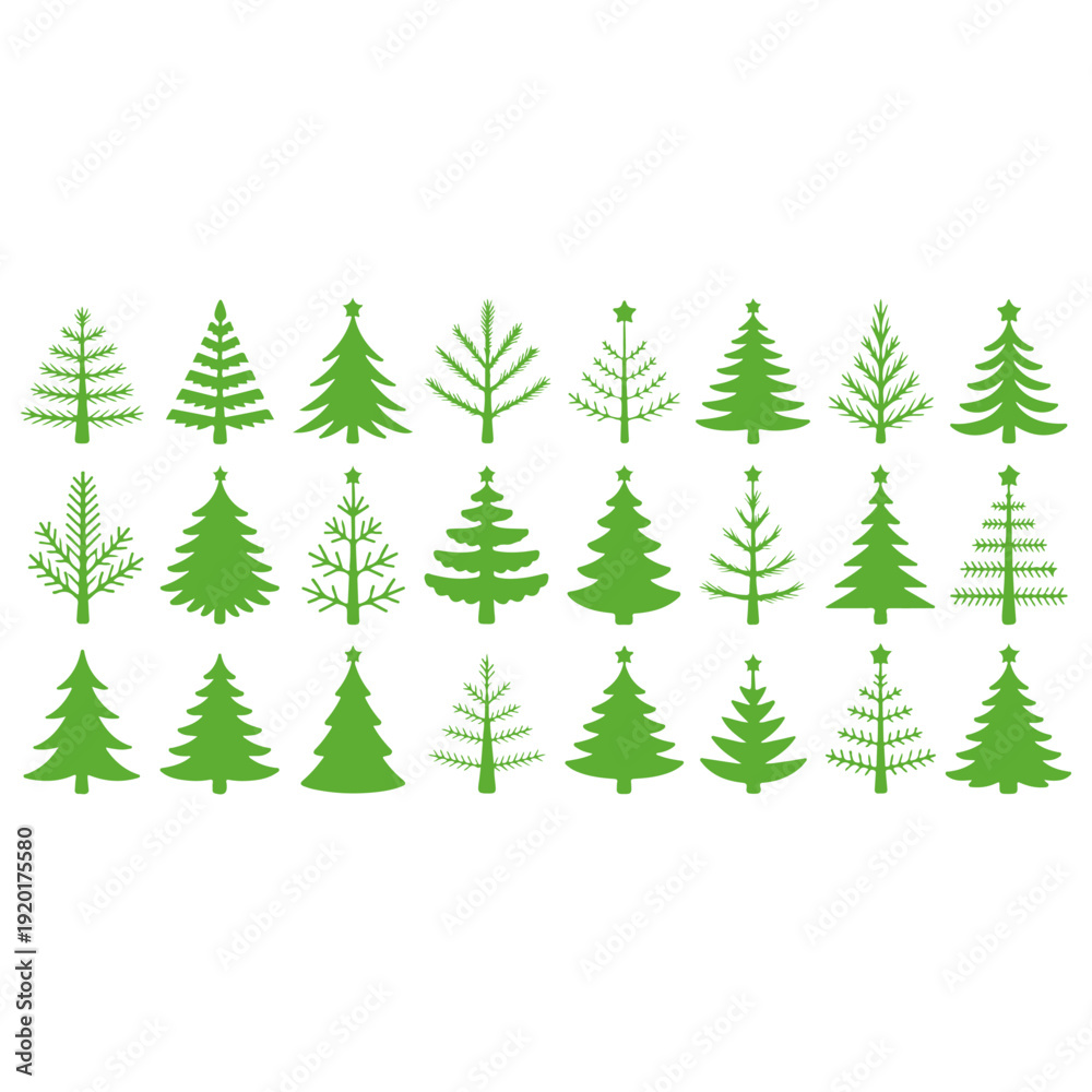Obraz premium Variety of green Christmas tree silhouettes for holiday decoration