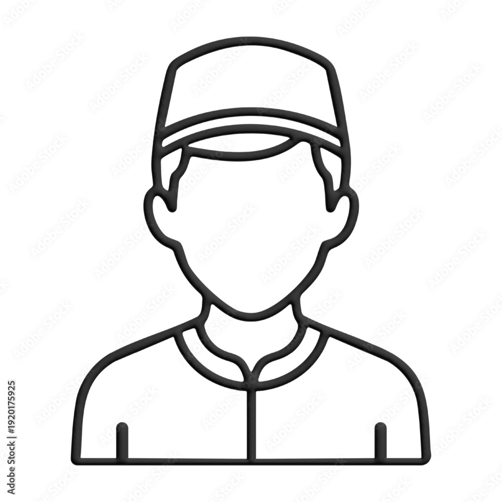 Obraz premium Minimalist Line Art Illustration of a Muslim Man Wearing a Traditional Kufi Hat Isolated on White Background