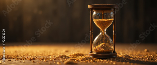 Captivating hourglass timepiece rustic setting still life photography warm light close-up perspective concept of time