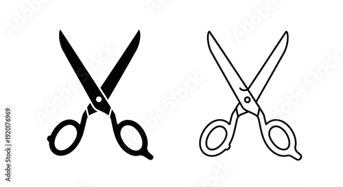 Two scissors, one black and one white, isolated on white background Vector