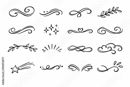 Icon curl broken ornament sweep accent stylistic vector decorative flourish generation simple