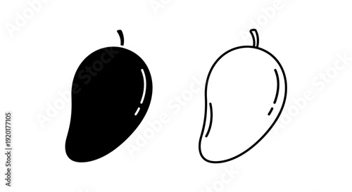 Mango fruit illustration black and white drawing Vector