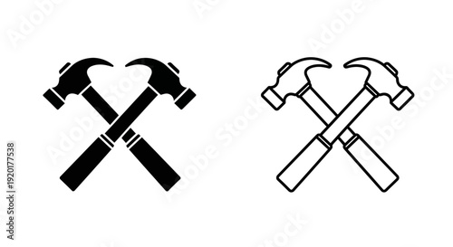 Two hammers crossed icon design vector art illustration Vector
