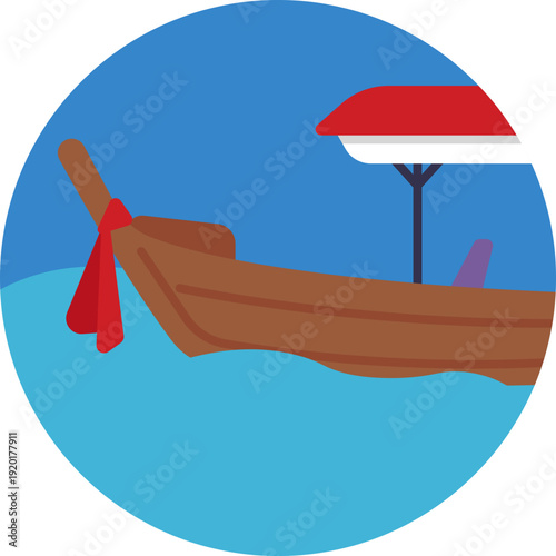 Represents traditional Thai boats, commonly seen on rivers and floating markets throughout Thailand.