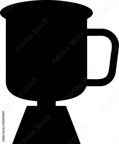 A minimalist silhouette of a coffee mug on a burner