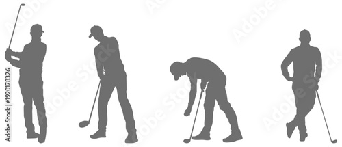  Golf player swing silhouette collection 