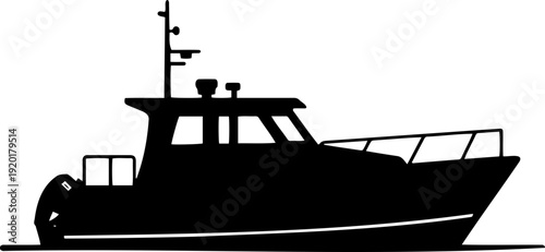 A black silhouette of a boat on water, a vector graphic illustration of a vessel
