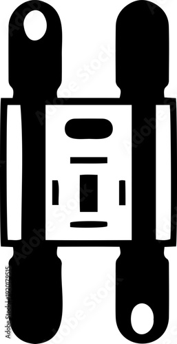 A minimalist vector graphic of a fuse box icon with a flat design style