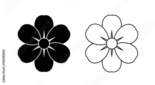 Minimalist black and white flower design vector illustration Vector
