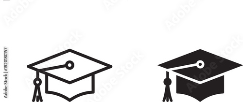 Black and white of graduation caps education