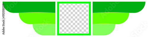 Stylish Green Emblem Design with a Square Transparent Placeholder and Abstract Wing Shapes for Aviation, Security, and Corporate Identity Logos