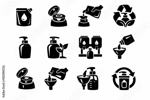 Icon reduction system soap vector image generation simple eco view lid process