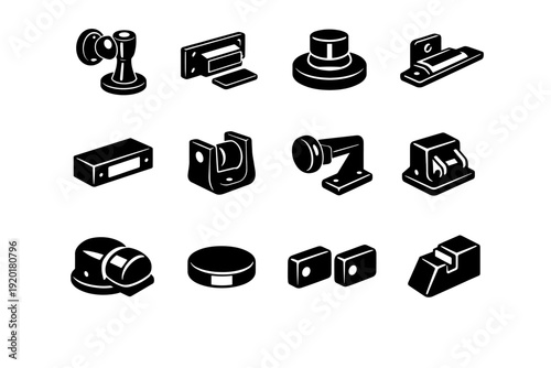 Swing base door magnetic compact core stop floor vector icon magnet puck