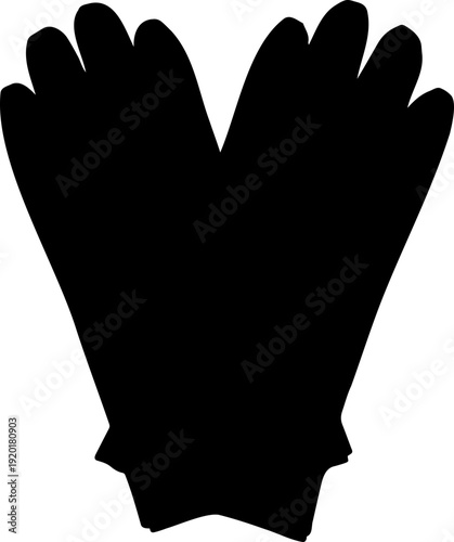 A black silhouette of a glove on a white background, a simple vector graphic design