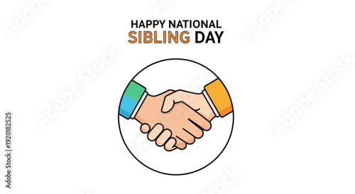 Sibling bond on national sibling day with handshake and colorful sleeves on white background
