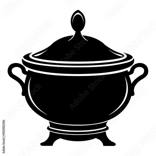 Black and white image of a covered serving dish