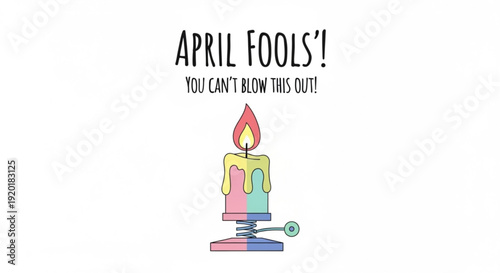 Colorful april fools' day candle with spring base and flame