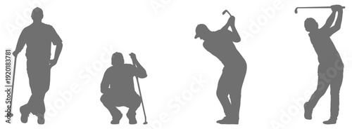 Golf player swing silhouette collection
