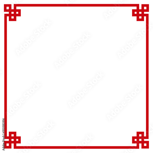 中華風装飾　中国伝統コーナーフレーム背景（高級感のある旧正月デザイン・販促ポスター用テンプレート）