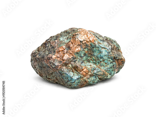 Cuadro en lienzo Raw copper ore stone isolated on white background.
