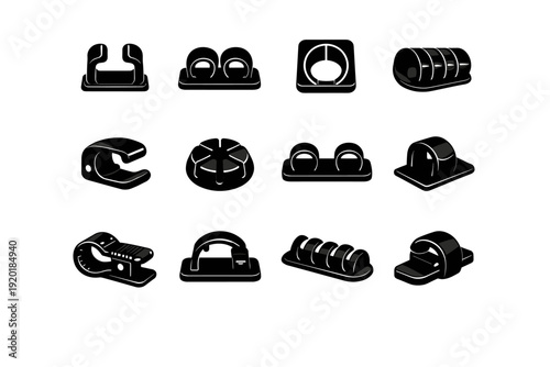 Clip icon holding simple holder structure image fastener silicone polymer vector generation