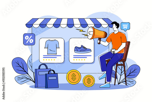 Man Doing Sale Announcement