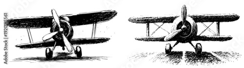 Vintage Voyager: Red and Blue Toy Airplane Adventure