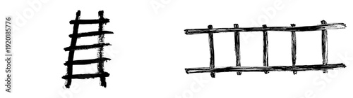 Vintage wobbly ladder with rusted rungs