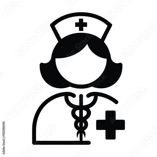 women  nurse icons silhouette white background vector illustration