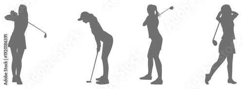 Golf player swing silhouette collection