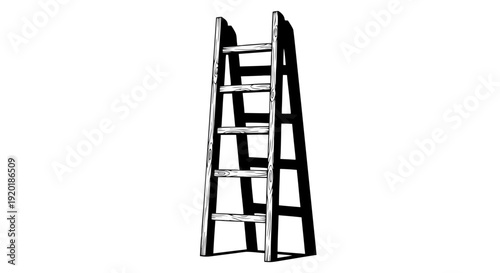 A 3d rendered illustration of a metal stepladder used as a business tool to climb high stairs toward career success and growth against a bright sky