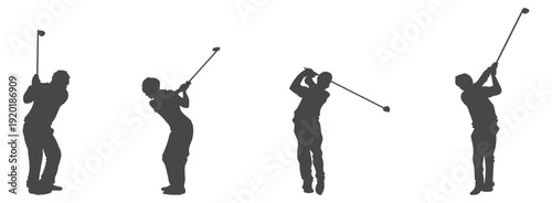 Golf player swing silhouette collection
