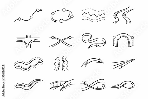 Simple icon contour corridor crossing generation vector image curve margin line mark