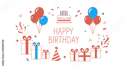 Colorful Birthday Celebration with Balloons and Gifts